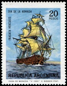 a postage stamp with a ship in the ocean