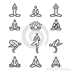 set of yoga icons in line style on white background stock photo edit now for more