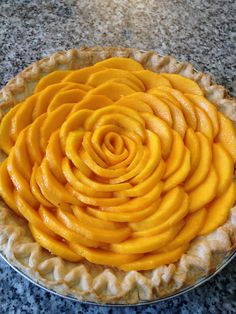 a close up of a pie on a table