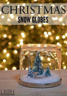 a snow globe sitting on top of a wooden table