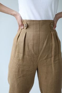 "Linen Pants IDA / Natural Linen Tapered Trousers / Women Linen Bottoms / Comfortable and Ethically Made by Happymade Designs WHAT MAKES US SPECIAL: Happymade is a Scandinavian social enterprise which hopes to change fashion by creating fair work opportunities for vulnerable women. Our clothes are handmade in sustainable fabric. Every item you purchase in our shop gives hope and future to a woman who would otherwise be struggling. Read more in About Us. Happy you, happy planet, happy woman who m Women Trousers Design, Fair Work, Dark Academia Outfits, Academia Outfits, Happy Woman, Linen Bottoms, Work Opportunities, Ethnic Outfits, Social Enterprise