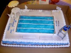 a cake in the shape of a swimming pool