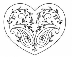 a heart with leaves and swirls on the inside is outlined in black ink by hand