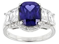 Bella Luce® Esotica™ tanzanite and white diamond simulants 6.98ctw rectangular cushion, octagon, and round, platinum over sterling silver ring. Measures approximately 0.81" L x 0.50" W and is not sizeable. Elegant Rectangular Lab-created Sapphire Rings, Silver Tanzanite Jewelry With Asscher Cut, Silver Tanzanite Asscher Cut Jewelry, Classic Rectangular Lab-created Sapphire Jewelry, Rectangular Lab-created Sapphire Fine Jewelry, Classic Jewelry With Cushion Cut Lab-created Sapphire, Silver Tanzanite Cushion Cut Jewelry, Classic Rectangular Tanzanite Jewelry, Luxury White Gold Tanzanite Diamond Ring