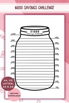 a mason jar with the words $ 100 savings challenge on it