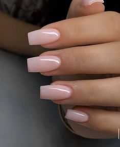 Nail Ideas Natural Colors, Wedding Nails Blush Pink, Hyperrealistic Acrylic Nails, Acrylic Nails With Normal Polish, Light Pink No Chip Nails, Simple Nails Neutral Colors, Long Bubble Bath Nails, Basic Nails Ombre, Basic Nails No Design