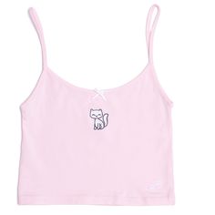 Basic but better - a perfect tank top 😇 Made out of nice plushy cotton spandex that will keep its shape and give you support. Binding on straps, rosette at center front, and cute lil paw print embroidery at bottom corner. Cute Pink Clothes, Cute Pink Tops, Paw Print Embroidery, Kawaii Tops, Oversized Clothing, Print Embroidery, Clothes Cute, Kawaii Fashion Outfits, Cute Tank Tops