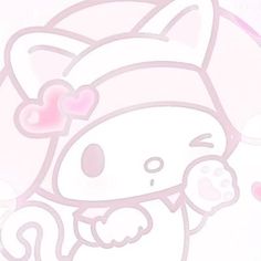 a hello kitty wallpaper with hearts on it's ears and tail, in pink