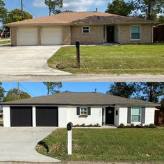 before and after photos of a home in the suburbs