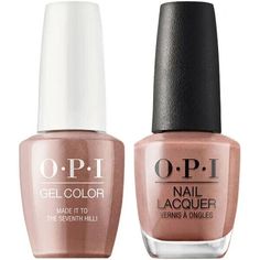 OPI MADE IT TO SEVENTH HILL GEL AND NAIL LACQUER SET  Look radiant in this rosy shade. A touch of gold adds extra glamour. OPI GelColor is OPI's gel nail polish that stays shiny and chip-resistant for 3 weeks. Gel nail polish cures in 30 seconds under OPI LED Light. Available to professional nail technicians only. Made in the USA FREE SHIPPING!! Opi Gel Nail Polish, Old Nail Polish, Professional Nail Art, Gel Lacquer, Nail Art Supplies, Beauty Nail, Nail Supply, Nail Color