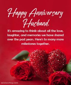 happy anniversary husband with two red roses