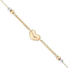 "\"14k Gold Bracelet | Thick Curb Chain w/ Lobster Claw Lock Bracelet, Puffed Heart Pendant with Gold Balls & Crystal Balls | Gift for Her\" * Material: 14k Solid Gold * Weight: 3,98gram -%10 due to size) Contact me if you are unsure about length. ∙ P R O D U C T I O N ∙ * All of my products are handmade and crafted with care and love:) * All of my products are SOLID GOLD, no gold fill, no gold coating. Also there are no other metals used so all items are hypoallergenic. * Raw materials are Elegant Heart Beads Bracelet For Mother's Day, Valentine's Day Heart Pendant Bracelets With Heart Beads, Valentine's Day Heart Bead Bracelets With Pendant, Valentine's Day Heart Beads Bracelet With Pendant, Heavy Jewelry, Bracelet Thick, Lock Bracelet, Gold Heart Bracelet, Crystal Balls