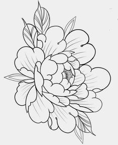 a black and white drawing of a flower