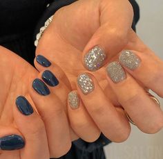 Glitter Blue Nails, Lexi Nails, Simple Gel Nails, Pretty Nail Art, Types Of Nails, Cute Acrylic Nails