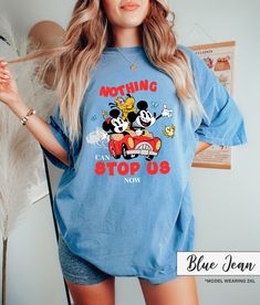 Nothing Can Stop Us Now T-Shirt - Mickey Mouse Shirt - Mickey Family Shirt - Pluto Dog T-Shirt - Minnie Mickey T-Shirt - Funny Mickey Gift How can I order? 1️) Please review all the information provided before placing an order 2️) Select the shirt type and size. 3️) Select the color of the shirt using the following options. 4️) Need more Items? Add the current item in the cart. And If you like to add more items to your order please press the back button and repeat steps 1-4 again. 5️) Once all y Funny Print Blue Tops For Streetwear, Funny Letter Print Tops For Fans, Blue Tops With Funny Print For Streetwear, Relaxed Fit Crew Neck Top With Cartoon Print, Funny Print Graphic Tee For Fans, Funny Print Graphic Tee For Fan Merchandise, Graphic Tee With Funny Print For Fans, Funny Cotton Tops With Cartoon Print, Funny Print Tops For Fan Merchandise