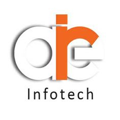 an orange and white logo with the word infotech on it's bottom corner