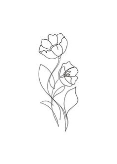 a line drawing of flowers on a white background