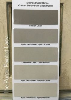 the paint swatches are showing different shades of gray, white and grey with text that reads