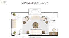 the floor plan for a minimalist layout with two couches and a coffee table