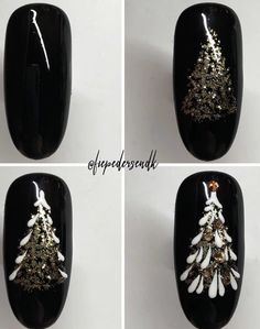 Diy Christmas Nail Art, Christmas Nails Diy, Christmas Tree Nails, Unghie Sfumate, Nail Art Tutorials, Christmas Manicure, Tree Nails