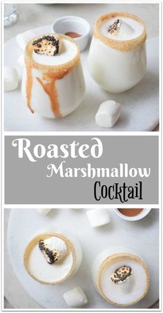 toasted marshmallow cocktails are served with ice and caramel syrup