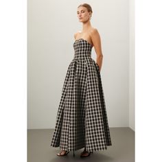 Black and white plaid cotton (100% Polyester). Lining (100% Silk). Sleeveless. Strapless. 55" from shoulder to hemline Made in the USA. Rosie Assoulin, Black And White Plaid, Rent The Runway, Closet Designs, White Plaid, Made In The Usa, Dress To Impress, Ball Gowns, Plaid