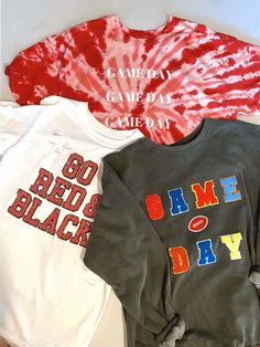 We got game days every week. It’s game day szn baby! Cotton Blend Red Tee Tie dye Graphic Materials may have natural variations Colors may vary from different viewing devices Model wearing a size Large Comes Regular Length ☆For a cropped or distressed look add customizations to the notes section at checkout. ☆PROCESSING & SHIPPING: Estimated Time- Products can take up to 1-3 business days to be made before being dispatched. Once dispatched the time your crewneck takes to reach you will depend wh Go Team, Go Red, Got Game, Red Tee, White Tee, Band Tees, Black Tee, Return Policy, Tie Dye