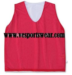 red mesh vest with white collar