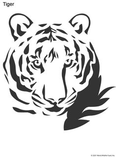 a tiger's head with the word tiger in black and white ink on a white background