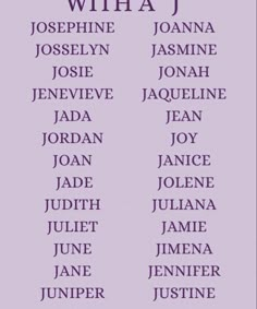 an image of the names of people who are in this family photo, which is purple and