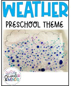 a weather preschool theme with blue and purple dots