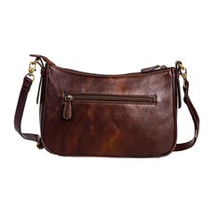 a brown leather purse on a white background