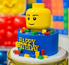 a birthday cake with legos on it