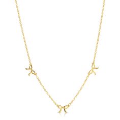 Add a touch of elegance and whimsy to your look with our Beautiful Bow Trio Necklace. This dainty necklace features three delicate bow charms along a 14k gold dipped or sterling silver dipped chain. Everyone is all about bows right now, and this is a perfect accessory for any occasion. Treat yourself or surprise a loved one Necklaces are adjustable from 16-18" and available in 14k gold dipped or sterling silver dipped. Dainty Yellow Gold Charm Necklaces For Party, Dainty Yellow Gold Charm Necklace For Party, Moon Accessories, Trio Necklace, Message Necklace, Birthday Bracelet, Initial Earrings, Family Necklace, Bow Necklace