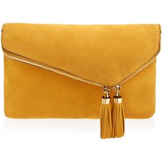 Henri Bendel Debutante Perforated Convertible Clutch ($179) ❤ liked on Polyvore featuring bags, handbags, clutches, bags/clutches, dk yellow, chain handbags, henri bendel purses, perforated handbag, suede handbags and henri bendel handbags Unique Leather Bag, Henri Bendel Handbags, Yellow Clutch, Suede Handbag, Leather Bag Design, Yellow Purses, Tassel Purse, Suede Purse, Yellow Handbag