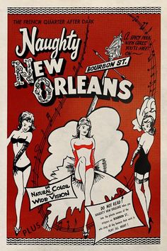 a poster for the new orleans show, featuring two women in bathing suits and one woman in