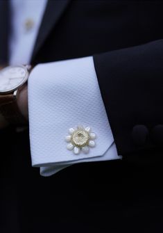 designed by nicola bathie mclaughlin plated gold, mother of pearl Nicola Bathie Mclaughlin, Nicola Bathie, Saved Items, Mother Of Pearl, Cufflinks, Daisy, Im Not Perfect, Plating, Gold