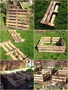 the steps are made out of wooden pallets and have been placed on top of each other