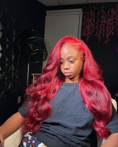 Red Hair Sew In Weave Middle Part, Side Part Quick Weave Red Hair, Red Side Part Sew In, Red Sew In Closure, Red Leave Out Quick Weave, Burgundy Leave Out Sew In, Burgundy Side Part Quick Weave, Red Hair Sew In Weave, Red Sew In Hairstyles