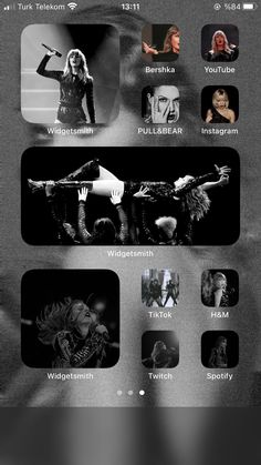 an iphone screen with many different pictures and text on the bottom right corner, including images from madonna's concert