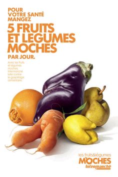 an advertisement for fruit and vegetables is shown in oranges, lemons, eggplant, and peppers