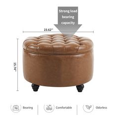 the foot stool is shown with measurements to be used for it's upholstered position