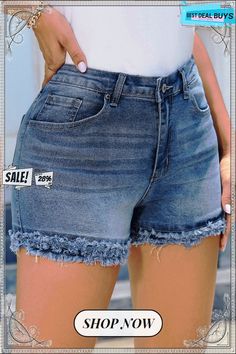 Blue Raw Hem High Waist Skinny Denim Shorts Fitted Denim Blue Jean Shorts With Frayed Hem, Medium Wash Denim Bottoms With Frayed Hem, Summer High Waist Dark Wash Jeans, Summer High-waist Dark Wash Jeans, High-rise Denim Blue Bottoms With Frayed Hem, High Rise Denim Blue Bottoms With Frayed Hem, Mid-rise Denim Blue Bottoms With Frayed Hem, Dark Wash Denim Cutoff Bottoms, High Rise Medium Wash Bottoms With Frayed Hem