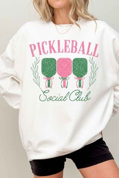 PICKLEBALL SOCIAL CLUB OVERSIZED SWEATSHIRTPREMIUM COTTONOVERSIZED FIT White Sweatshirt For College In Spring, White Spring College Sweatshirt, White Spring Sweatshirt For College, Casual White Sweatshirt For Sports Events, Social Club, Pink Sweatshirt, Oversized Sweatshirt, Chic Boutique, Pickleball