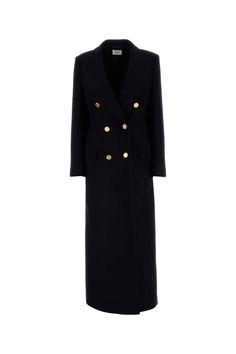 Midnight Blue Wool Coat Blue Wool Coat, Versace Shop, Long Sleeves Coats, Blue Wool, Women's Coats, Outerwear Coats, Wool Jacket, Leather Design, Outerwear Women