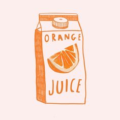 an orange juice carton is shown with the words orange juice written in white ink