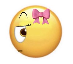 an emoticive smiley face with a pink bow on it's head and eyes