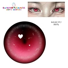 an eye with red and pink colors is shown in the image above it's caption