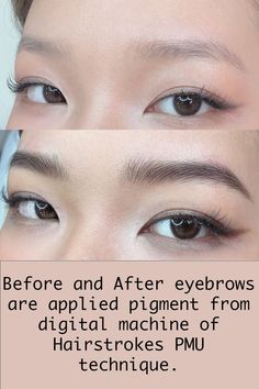 eyebrow microblading, eyebrow shading and eyebrow blading cannot created the eyebrow hairs look so natural as hairstrokes technique. Asian Brows Shape, Microshading Eyebrows Before And After, Microblading Before And After, Brows Mapping, Microblading Eyebrows Before And After, Asian Eyebrows, Eyebrow Before And After, Asian Makeup Looks