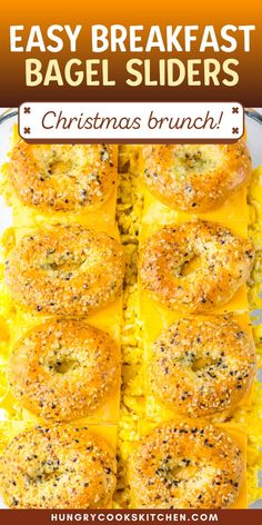 easy breakfast bagel sliders with christmas brunch in the middle and text overlay